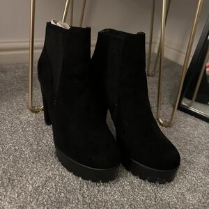 River Island Suede Black Ankle Booties